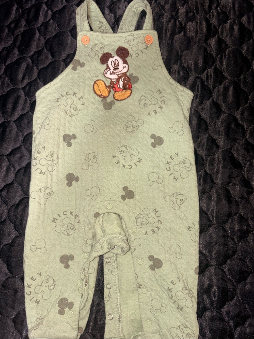 & Other Stories Light Green Mickey Patch Pajama Overalls